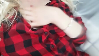 A Horny Teen In A Plaid Shirt Pleasuring Herself On Webcam