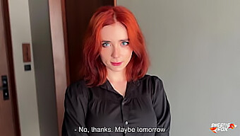 A stunning red-haired stranger was denied, yet persisted and joined me in my room for intimate encounter