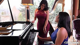 Kesha and Sheila Ortega, two voluptuous Latinas, indulge in a passionate lesbian encounter using a sex toy