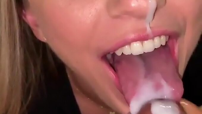 POV view of a teen giving a deep throat blowjob