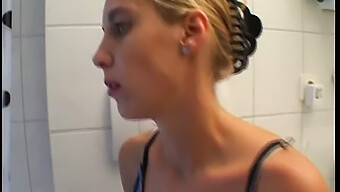 Skinny Blonde'S Bathroom Self-Pleasure Session Caught On Camera