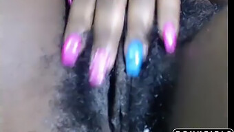 Masturbação Em Close-Up De Uma Negra Amadora Com Traços Peludos