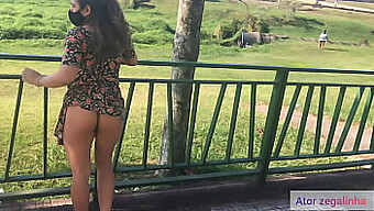 Amateur Wife Flaunts Her Assets In Public Square Without Underwear