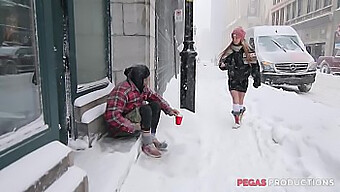 Kate Brixxton Engages In Taboo Intercourse With A Homeless Man In A Quebec Winter Setting