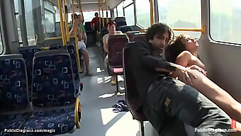 European Beauty Indulges In Public Intercourse On A City Bus